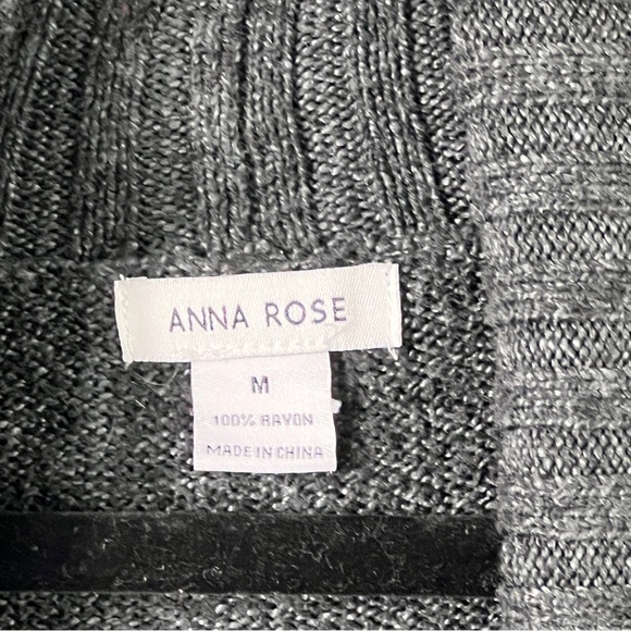 Anna Rose Open Cardigan Women's Size Medium Drape Front Heathered Gray & Black - Picture 8 of 9